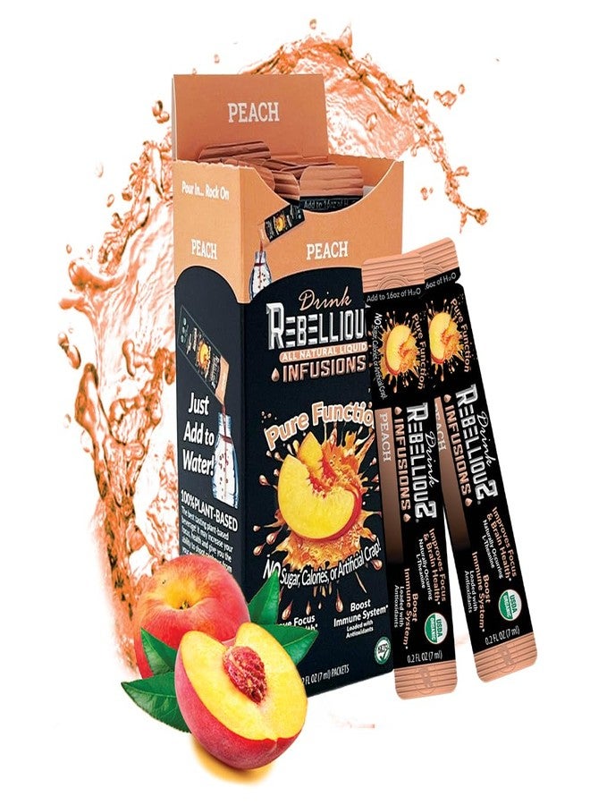 Rebellious Peach Organic Drink Mix – Organic Zero Calorie Energy Drink Mix | Monk Fruit & Green Tea Extract | L-Theanine + Natural Caffeine | 100% Plant-Based | Pack of 10 | Keto, Kosher, Gluten-Free - Image 1